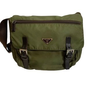 Prada Mimetico Nylon Vessuto Green Messenger Bag